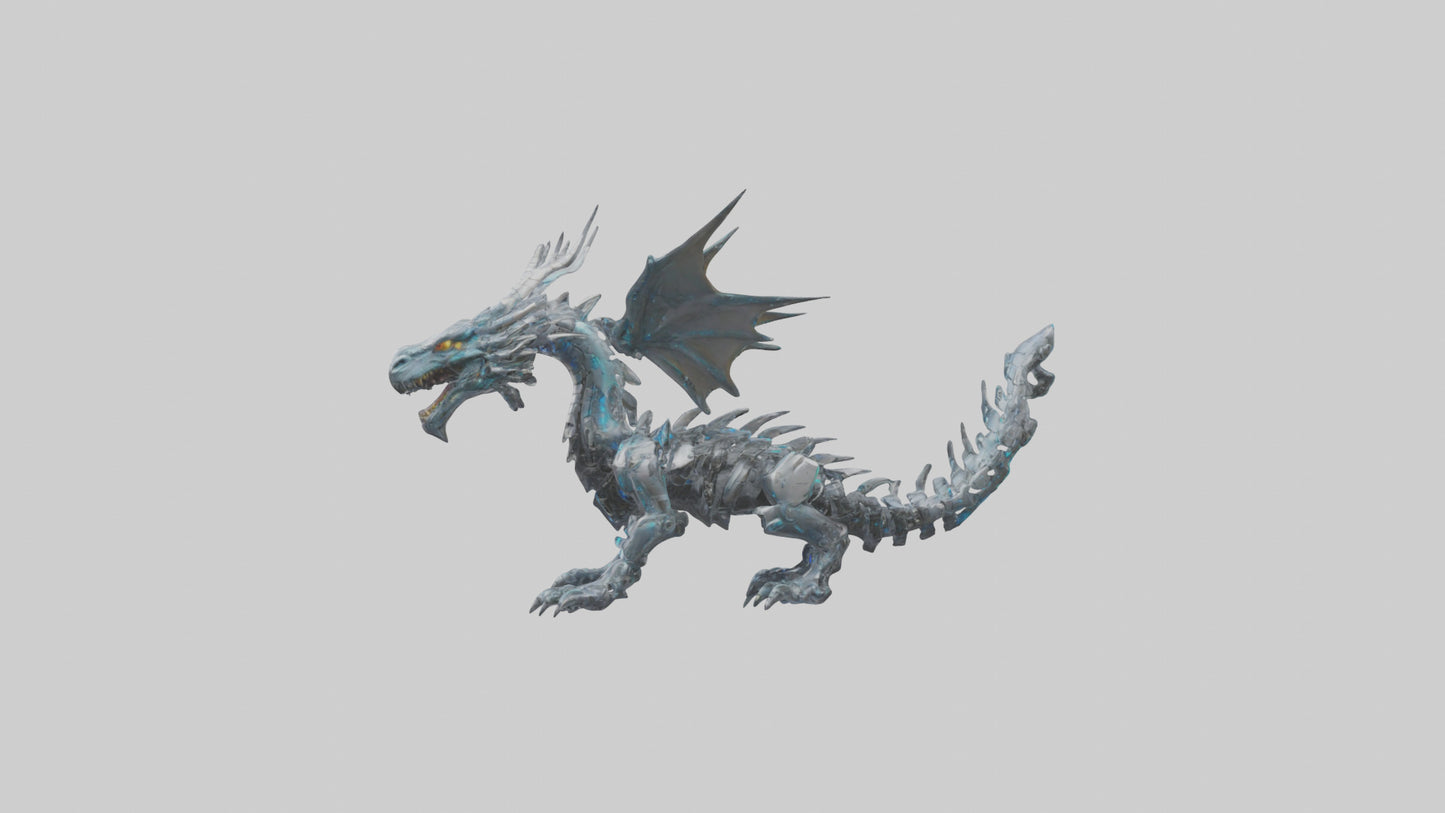 Cybernetic Dragon statue model VR / AR / low-poly