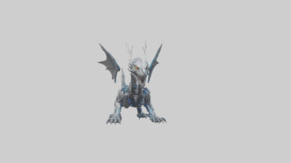 Cybernetic Dragon statue model VR / AR / low-poly