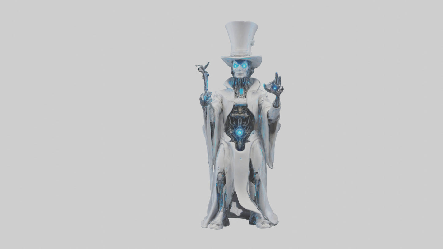 Cybernetic Magician statue model VR / AR / low-poly