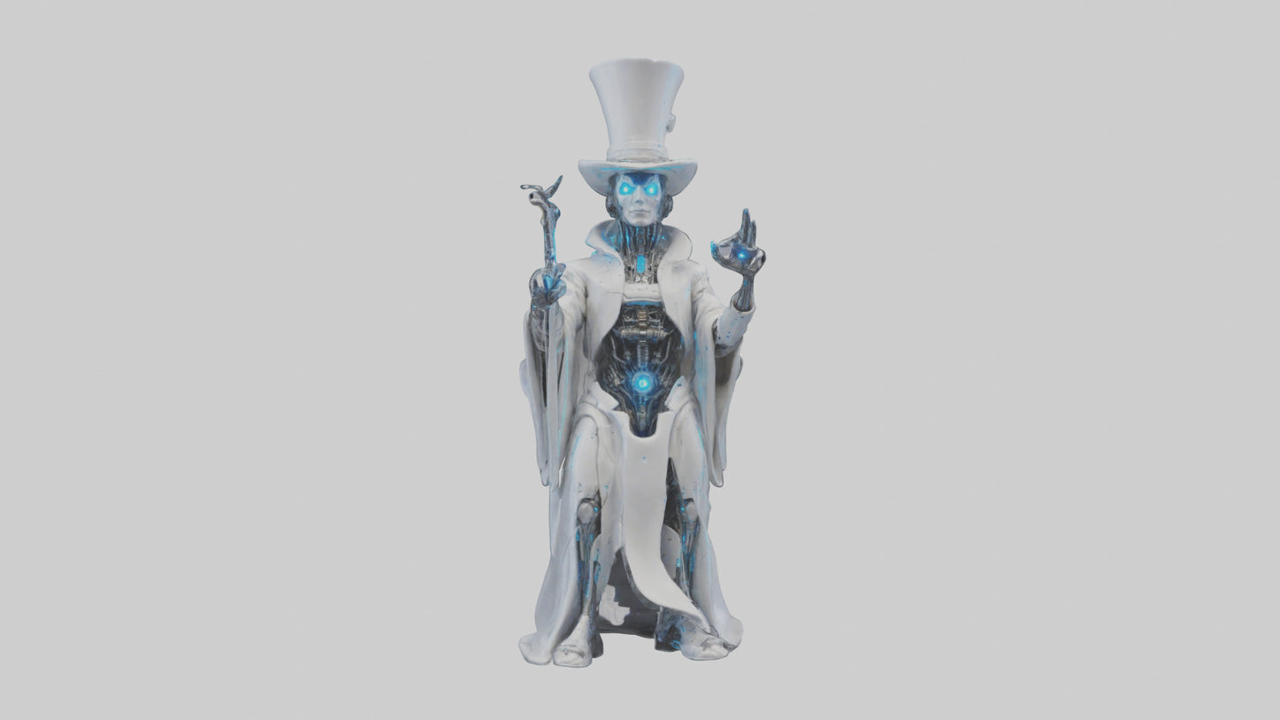 Cybernetic Magician statue model VR / AR / low-poly