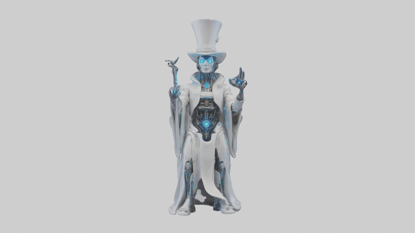 Cybernetic Magician statue model VR / AR / low-poly