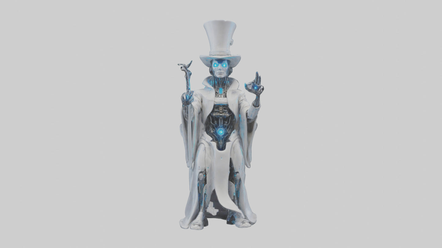 Cybernetic Magician statue model VR / AR / low-poly