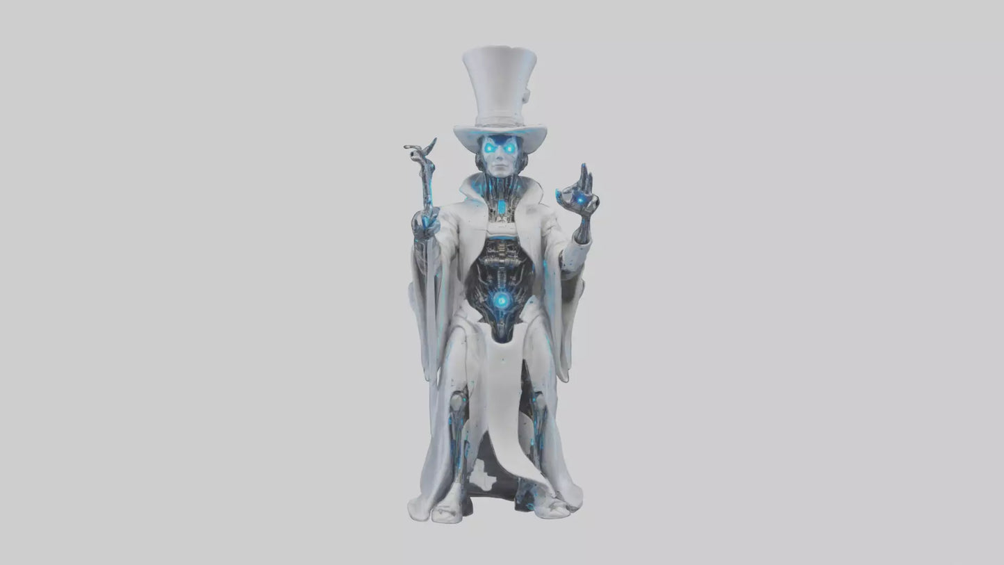 Cybernetic Magician statue model VR / AR / low-poly