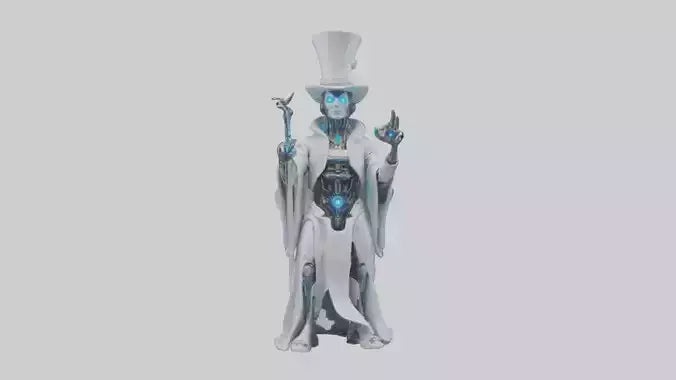 Cybernetic Magician statue model VR / AR / low-poly