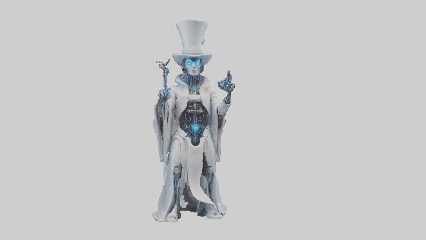 Cybernetic Magician statue model VR / AR / low-poly