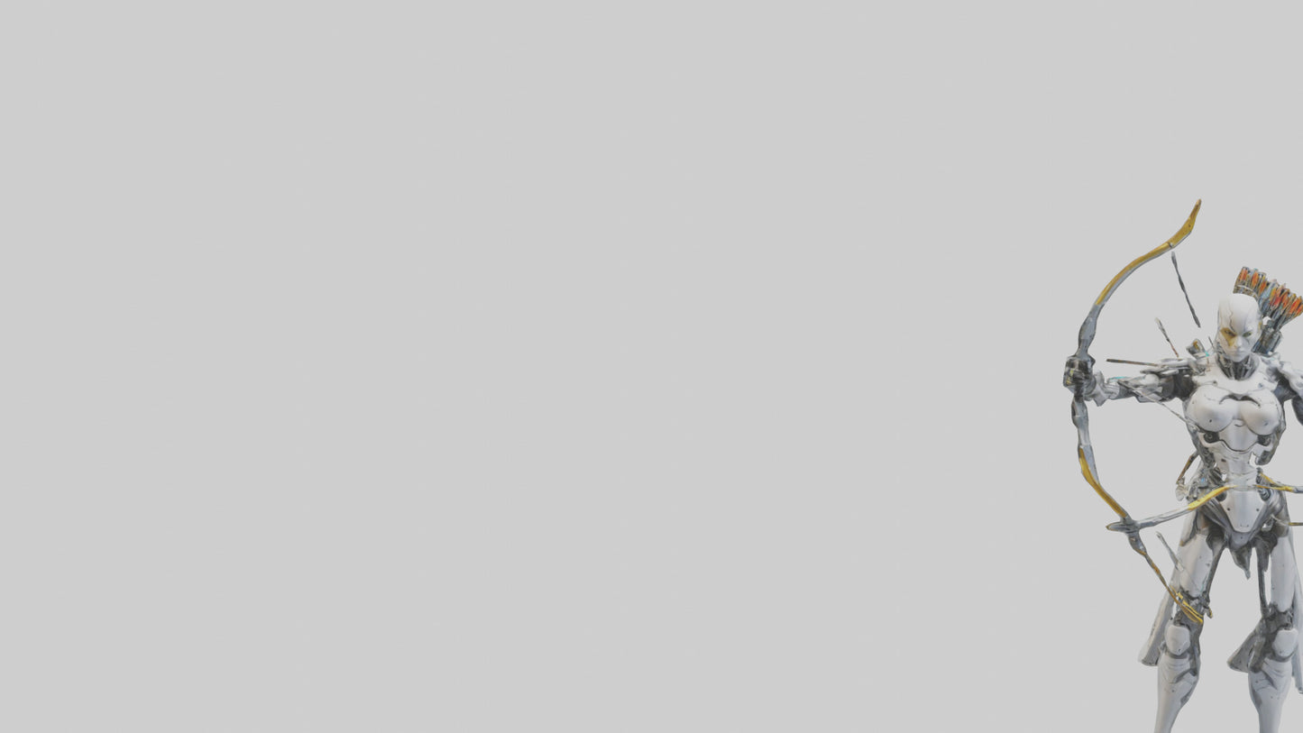 3D model Cyborg Archer statue model VR / AR / low-poly