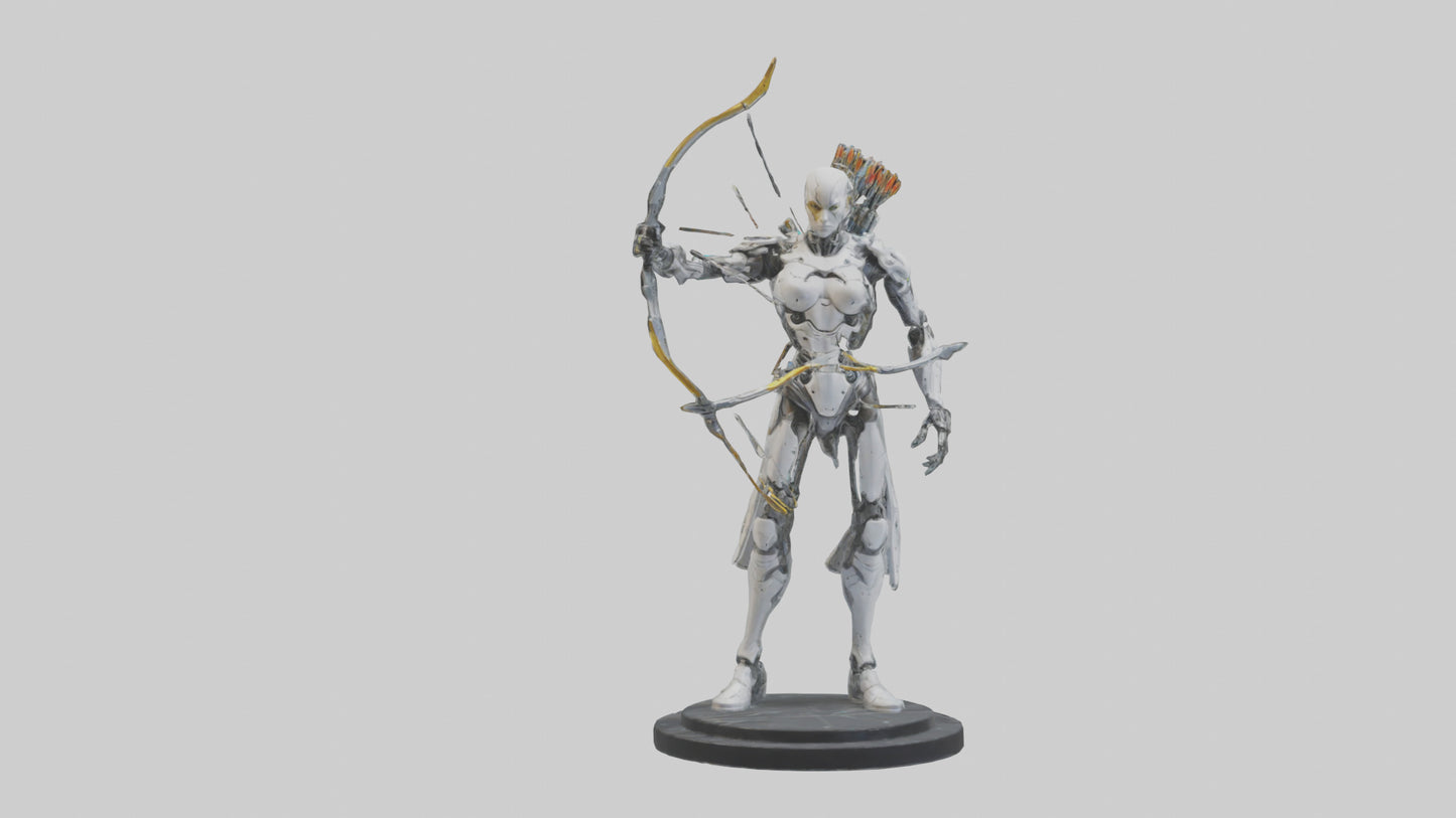 3D model Cyborg Archer statue model VR / AR / low-poly