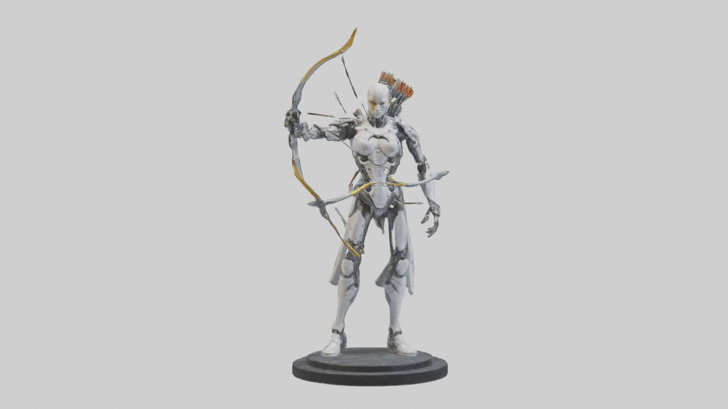 3D model Cyborg Archer statue model VR / AR / low-poly