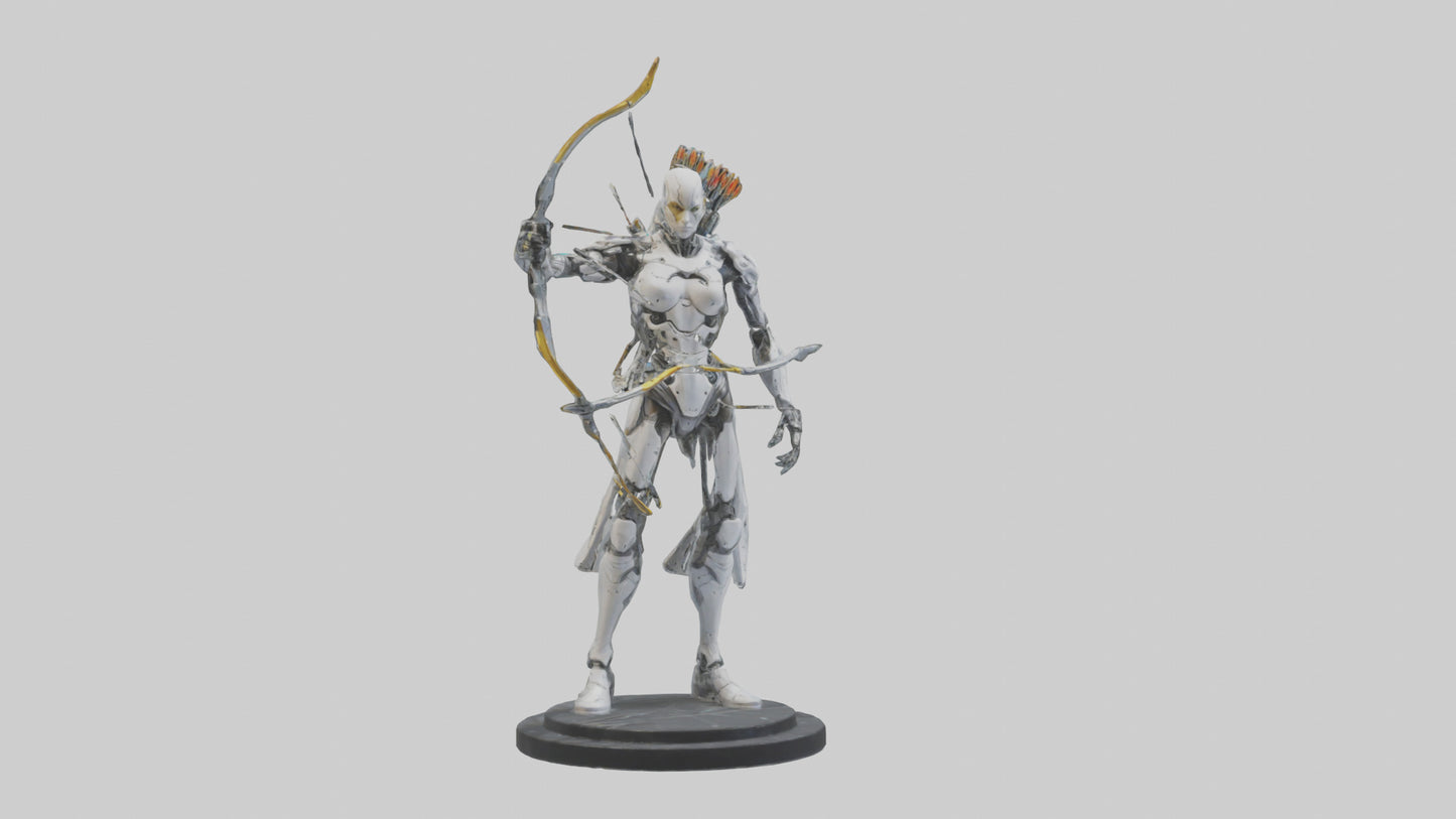 3D model Cyborg Archer statue model VR / AR / low-poly