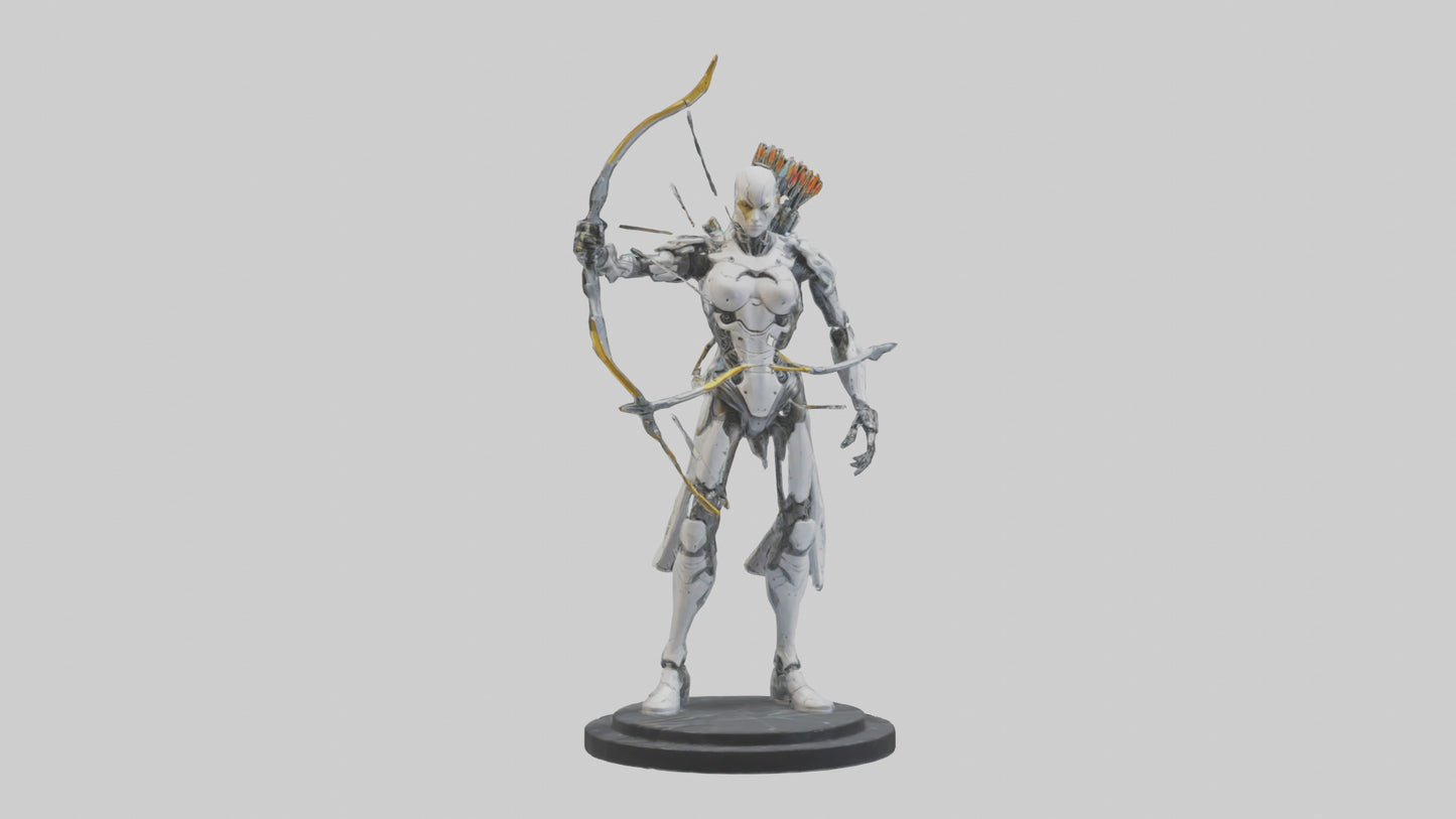 3D model Cyborg Archer statue model VR / AR / low-poly