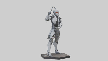 Cyborg Ninja statue model VR / AR / low-poly