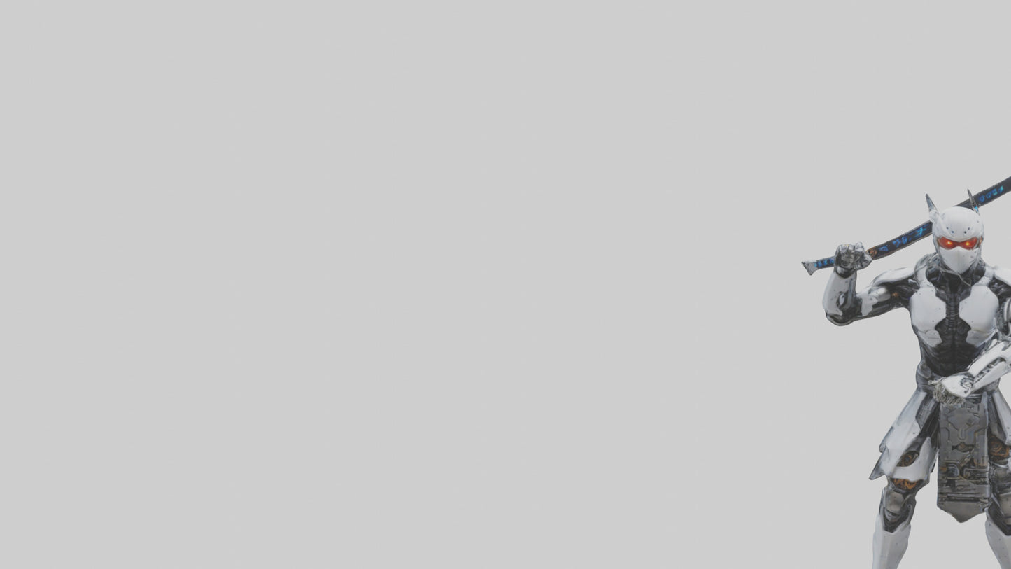 Cyborg Ninja statue model VR / AR / low-poly