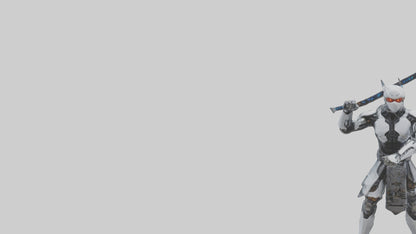 Cyborg Ninja statue model VR / AR / low-poly