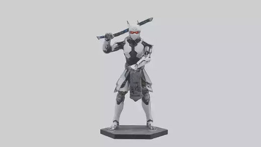 Cyborg Ninja statue model VR / AR / low-poly