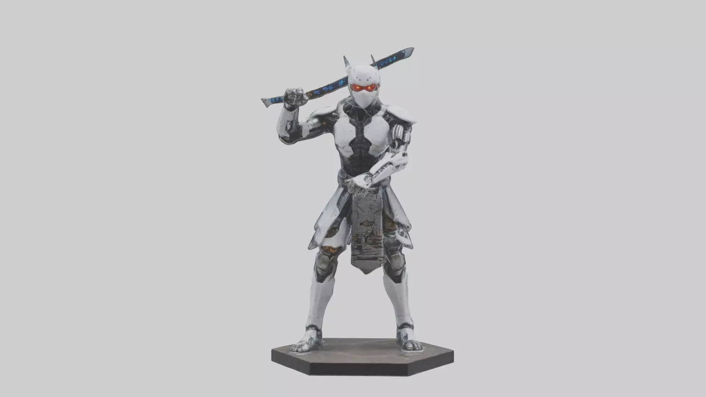 Cyborg Ninja statue model VR / AR / low-poly