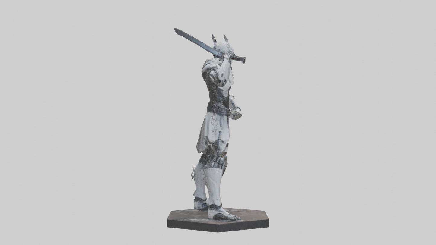 Cyborg Ninja statue model VR / AR / low-poly