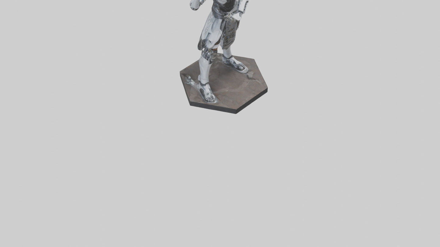 Cyborg Ninja statue model VR / AR / low-poly