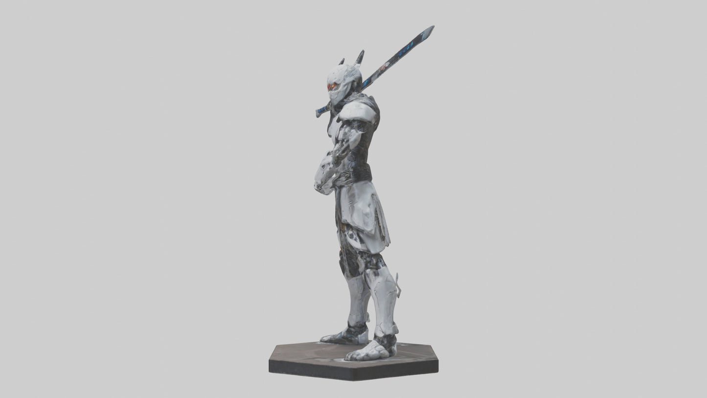 Cyborg Ninja statue model VR / AR / low-poly