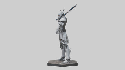 Cyborg Ninja statue model VR / AR / low-poly