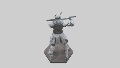 Cyborg Ninja statue model VR / AR / low-poly
