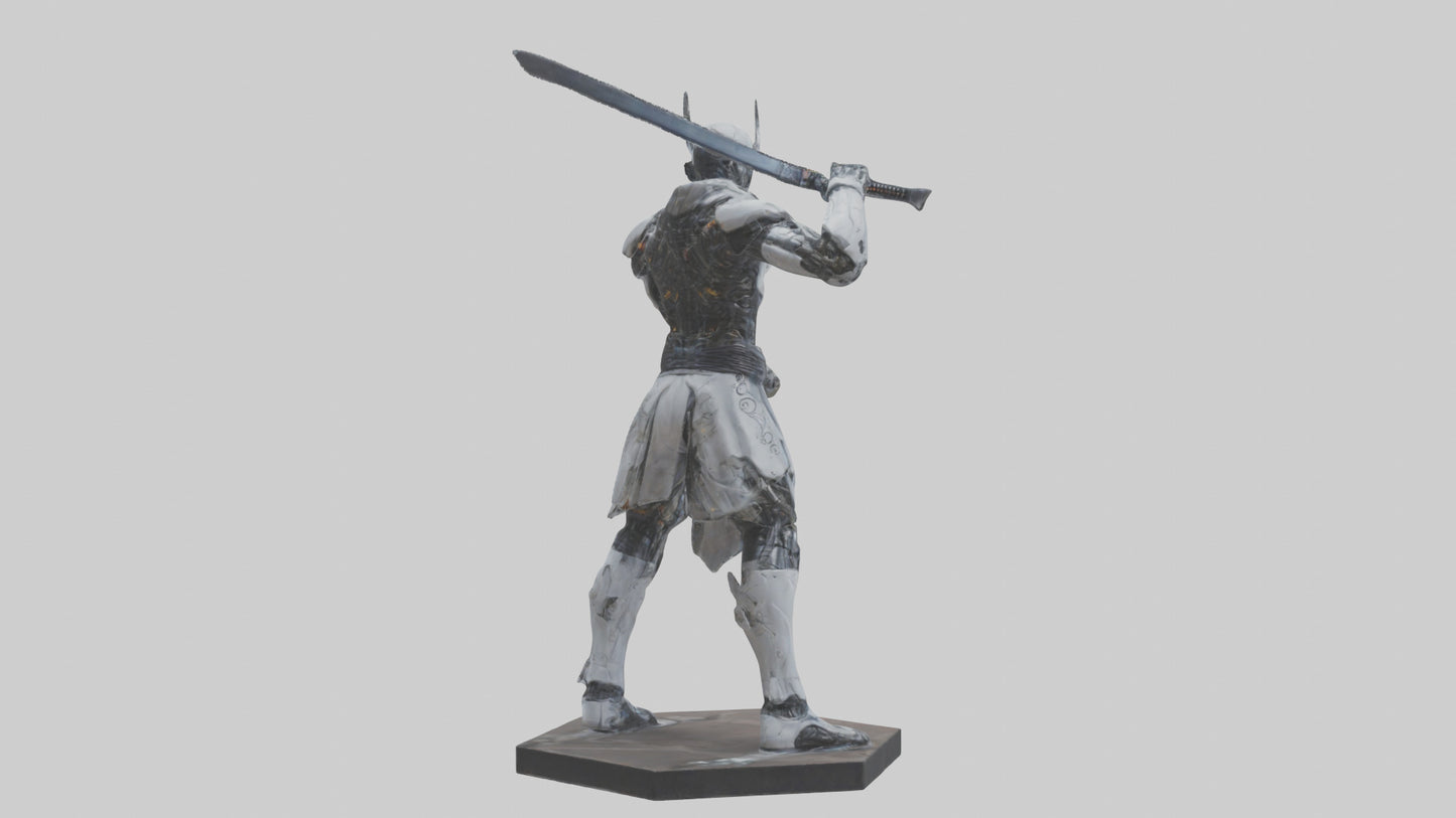 Cyborg Ninja statue model VR / AR / low-poly