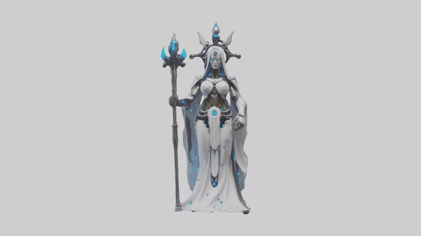 Cyborg Priestess statue model VR / AR / low-poly