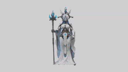 Cyborg Priestess statue model VR / AR / low-poly