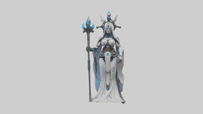 Cyborg Priestess statue model VR / AR / low-poly