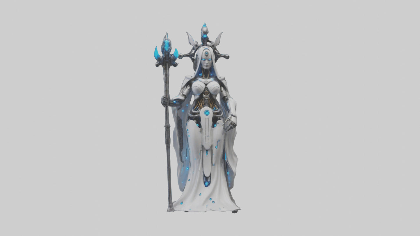 Cyborg Priestess statue model VR / AR / low-poly