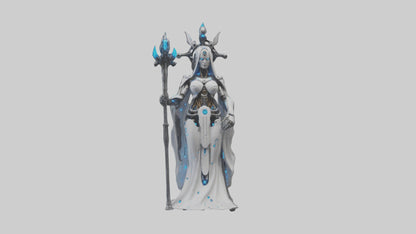 Cyborg Priestess statue model VR / AR / low-poly