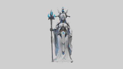 Cyborg Priestess statue model VR / AR / low-poly