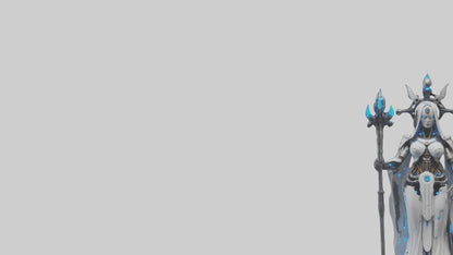 Cyborg Priestess statue model VR / AR / low-poly