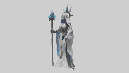 Cyborg Priestess statue model VR / AR / low-poly