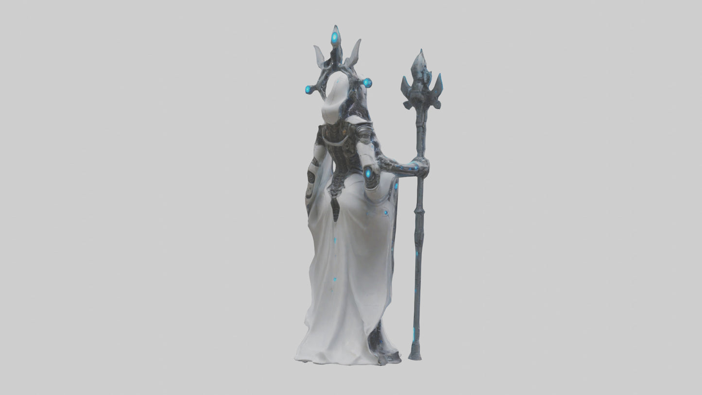 Cyborg Priestess statue model VR / AR / low-poly