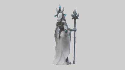 Cyborg Priestess statue model VR / AR / low-poly