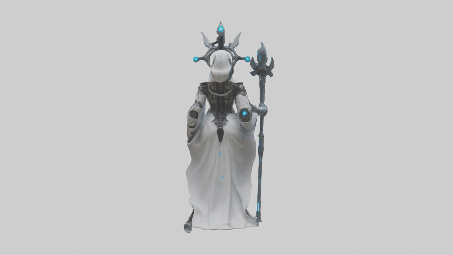 Cyborg Priestess statue model VR / AR / low-poly