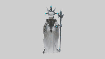 Cyborg Priestess statue model VR / AR / low-poly
