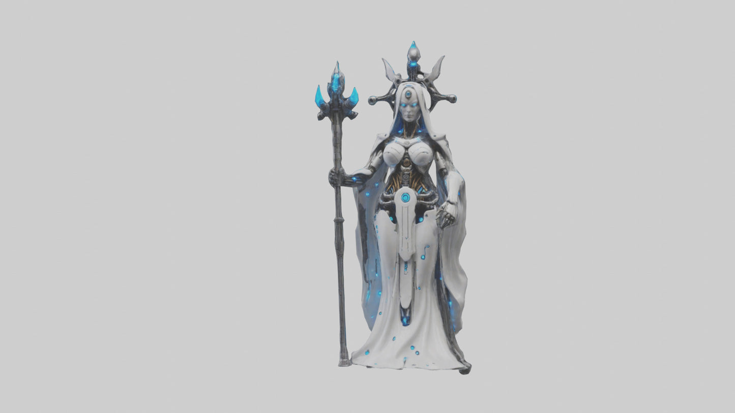 Cyborg Priestess statue model VR / AR / low-poly