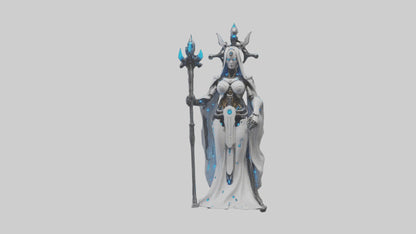 Cyborg Priestess statue model VR / AR / low-poly