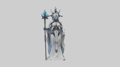 Cyborg Priestess statue model VR / AR / low-poly