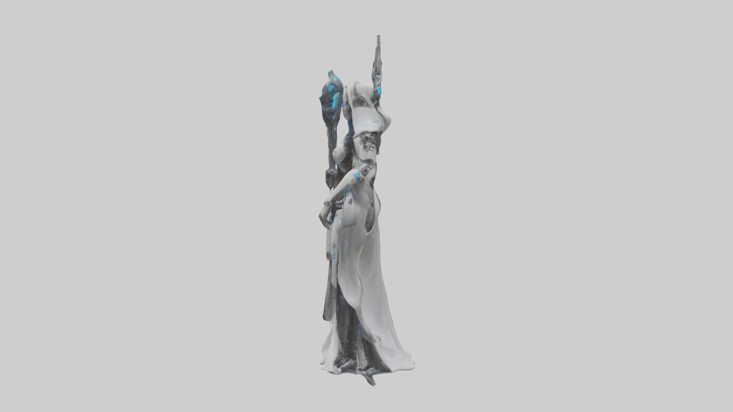 Cyborg Priestess statue model VR / AR / low-poly