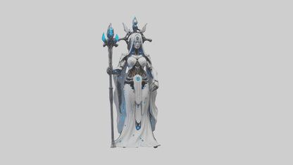Cyborg Priestess statue model VR / AR / low-poly