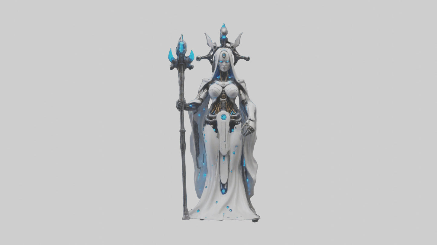 Cyborg Priestess statue model VR / AR / low-poly