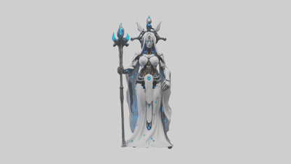Cyborg Priestess statue model VR / AR / low-poly