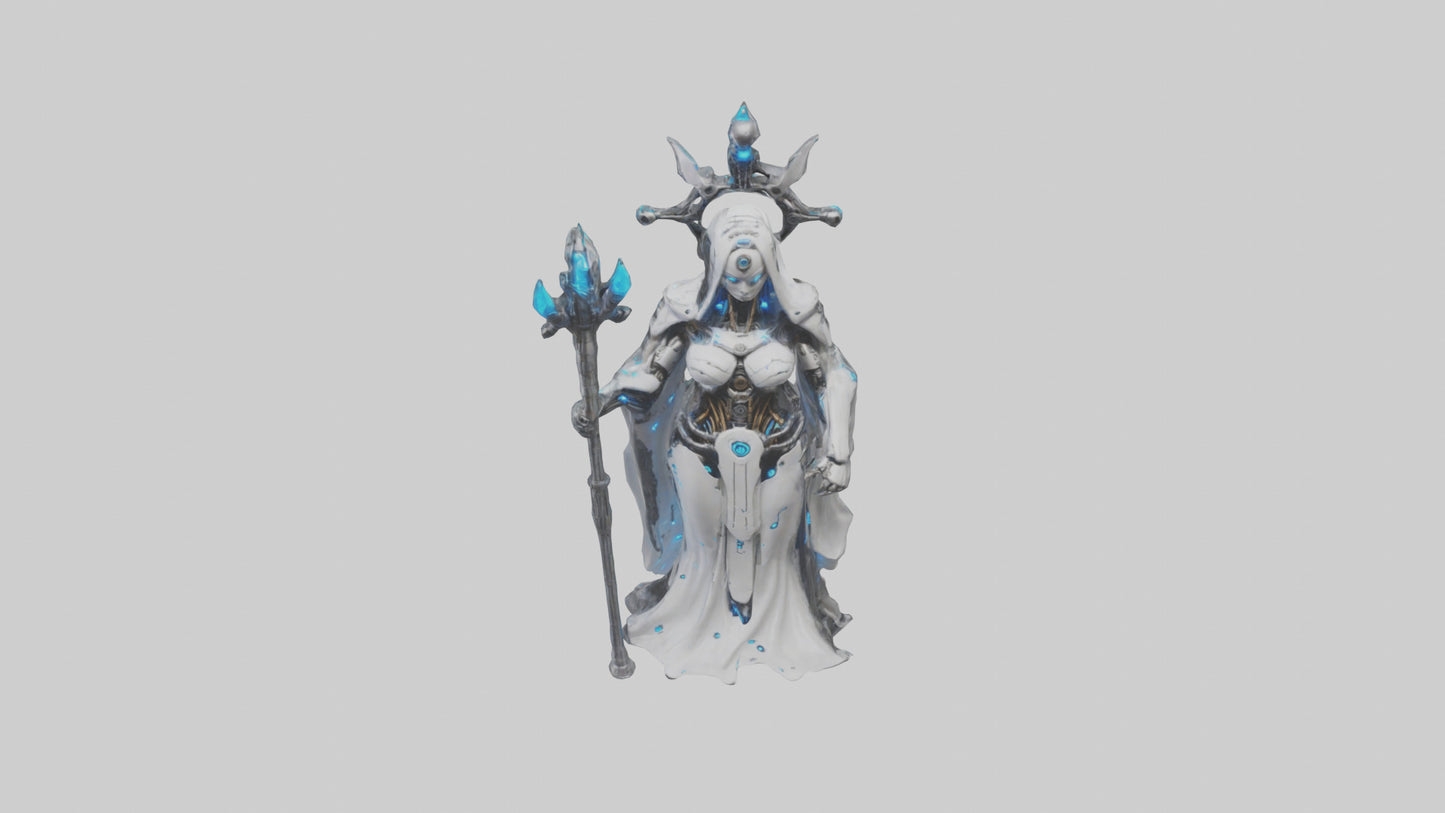 Cyborg Priestess statue model VR / AR / low-poly