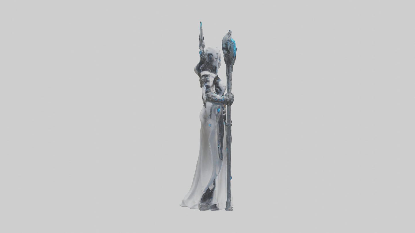 Cyborg Priestess statue model VR / AR / low-poly