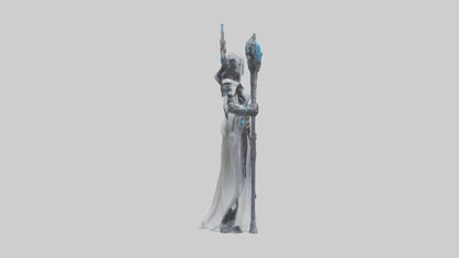 Cyborg Priestess statue model VR / AR / low-poly