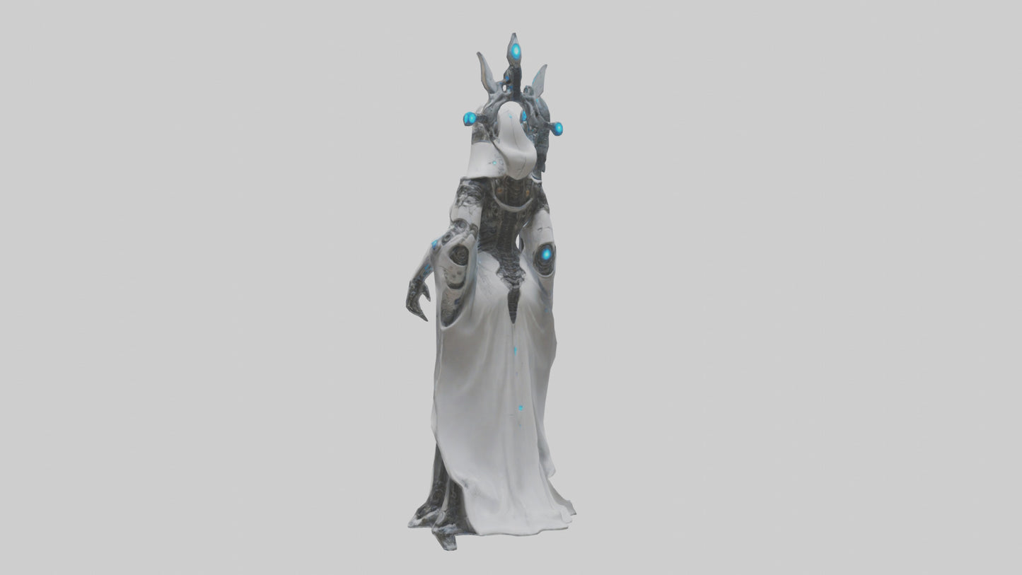 Cyborg Priestess statue model VR / AR / low-poly
