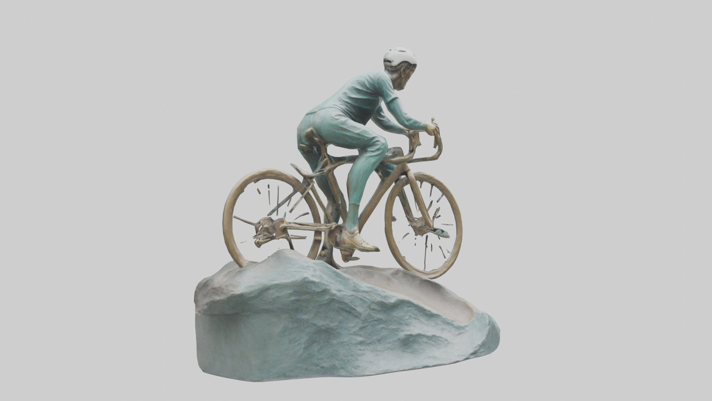 3D model Cyclist on Downhill Run statue model VR / AR / low-poly