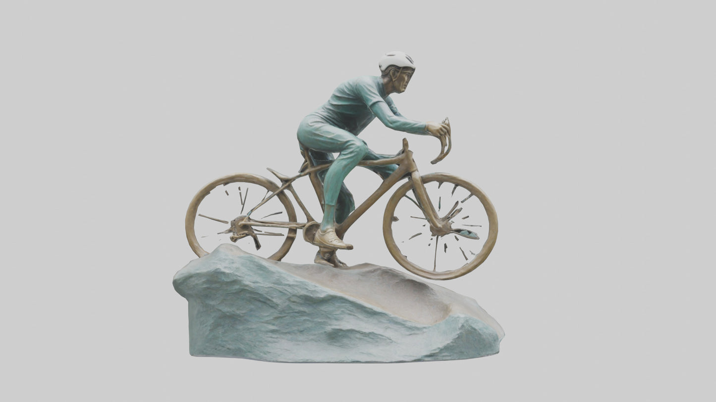 3D model Cyclist on Downhill Run statue model VR / AR / low-poly